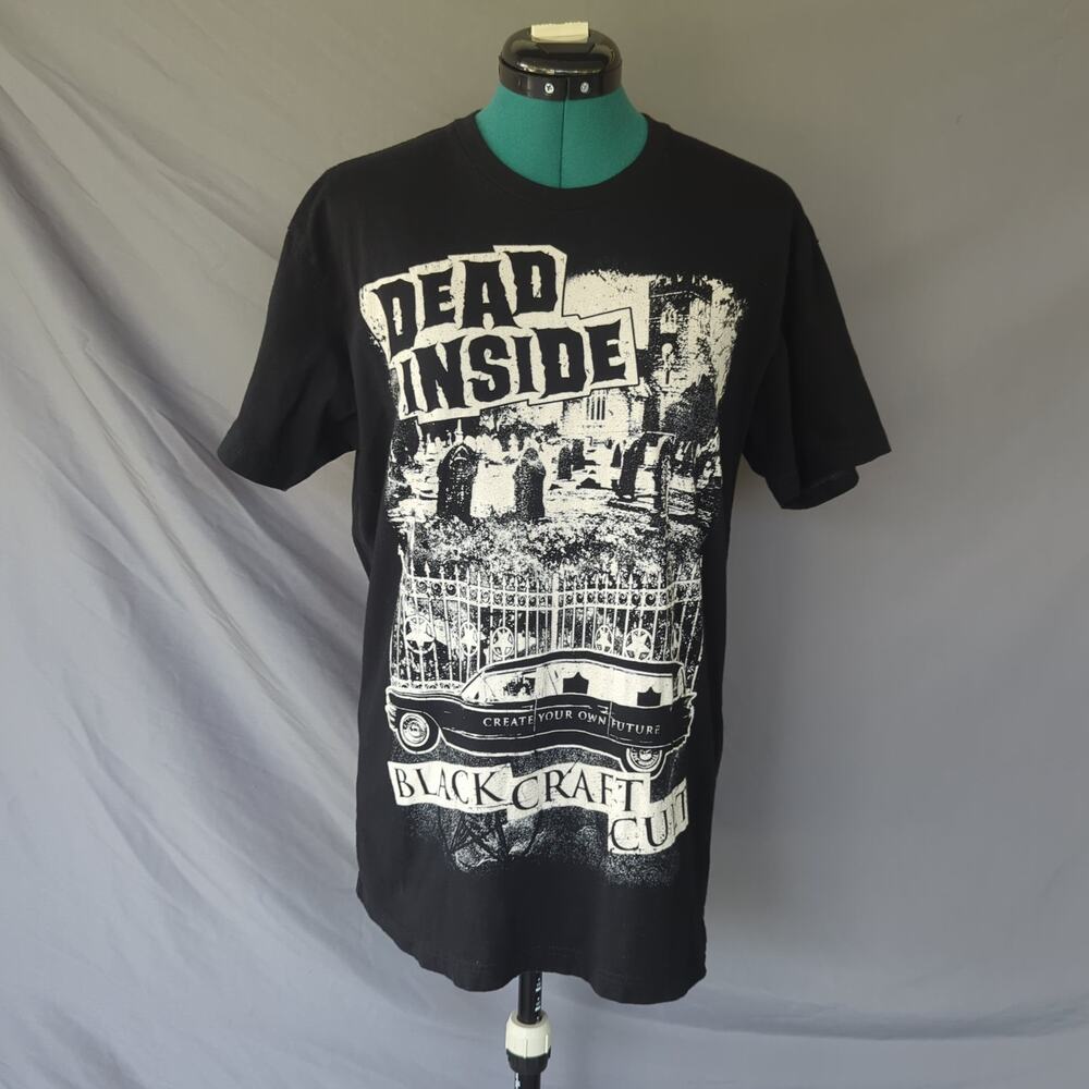 Black Craft Cult Dead Inside Graphic T-Shirt Black Goth Alt Medium